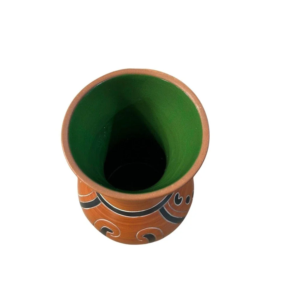 Mexican Redware Art Pottery Vase 9